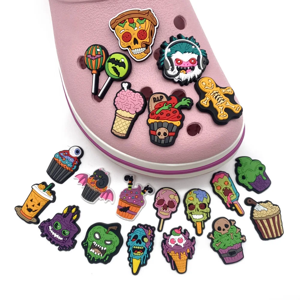 New Halloween Food Cake Cool Shoe Charms for Clogs Sandals Decoration Shoe Accessories Charms for Friends Gifts