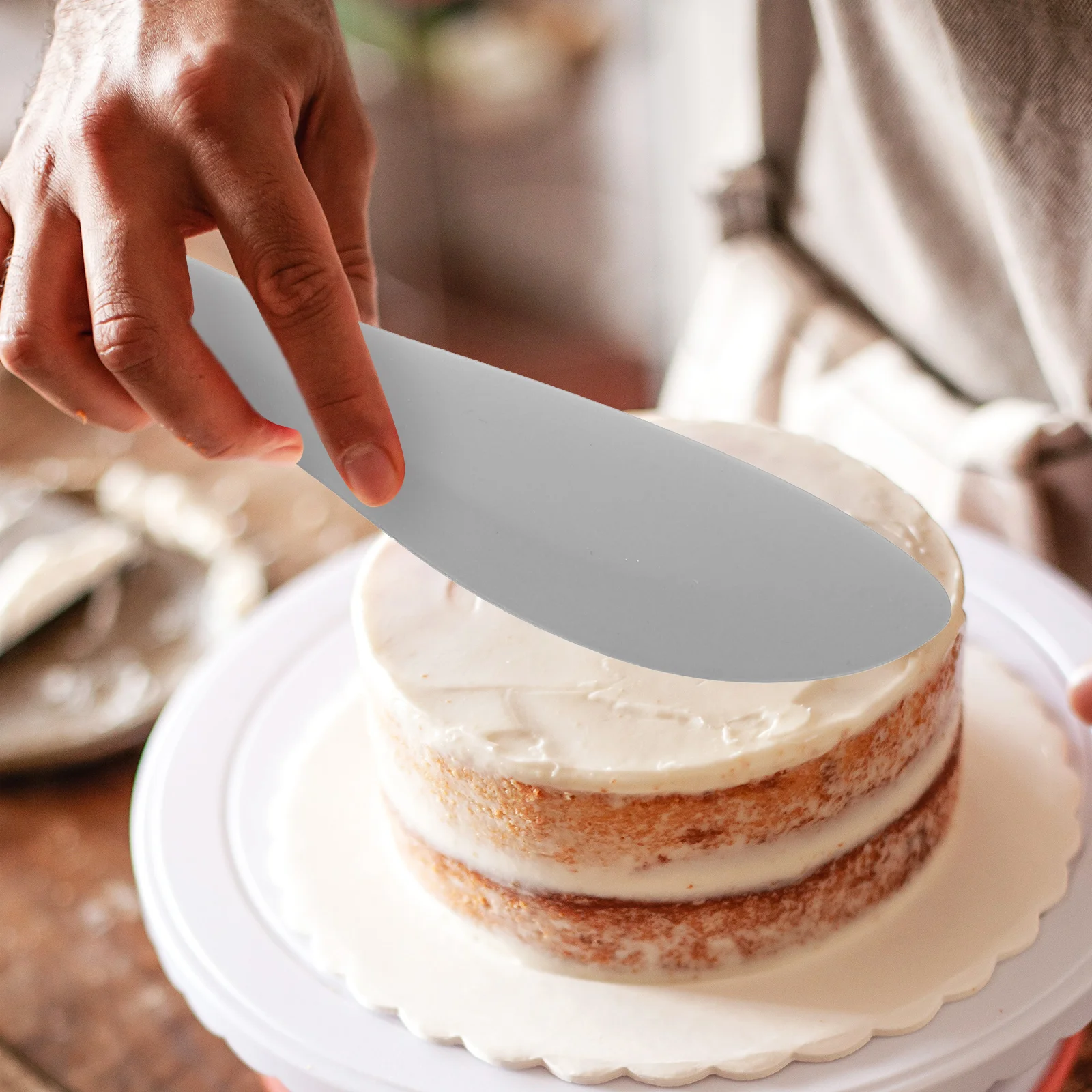 

2 Pcs Dual Purpose Silicone Spatula Scraper Cake Scrapers with Designs Bench Kitchen Dough