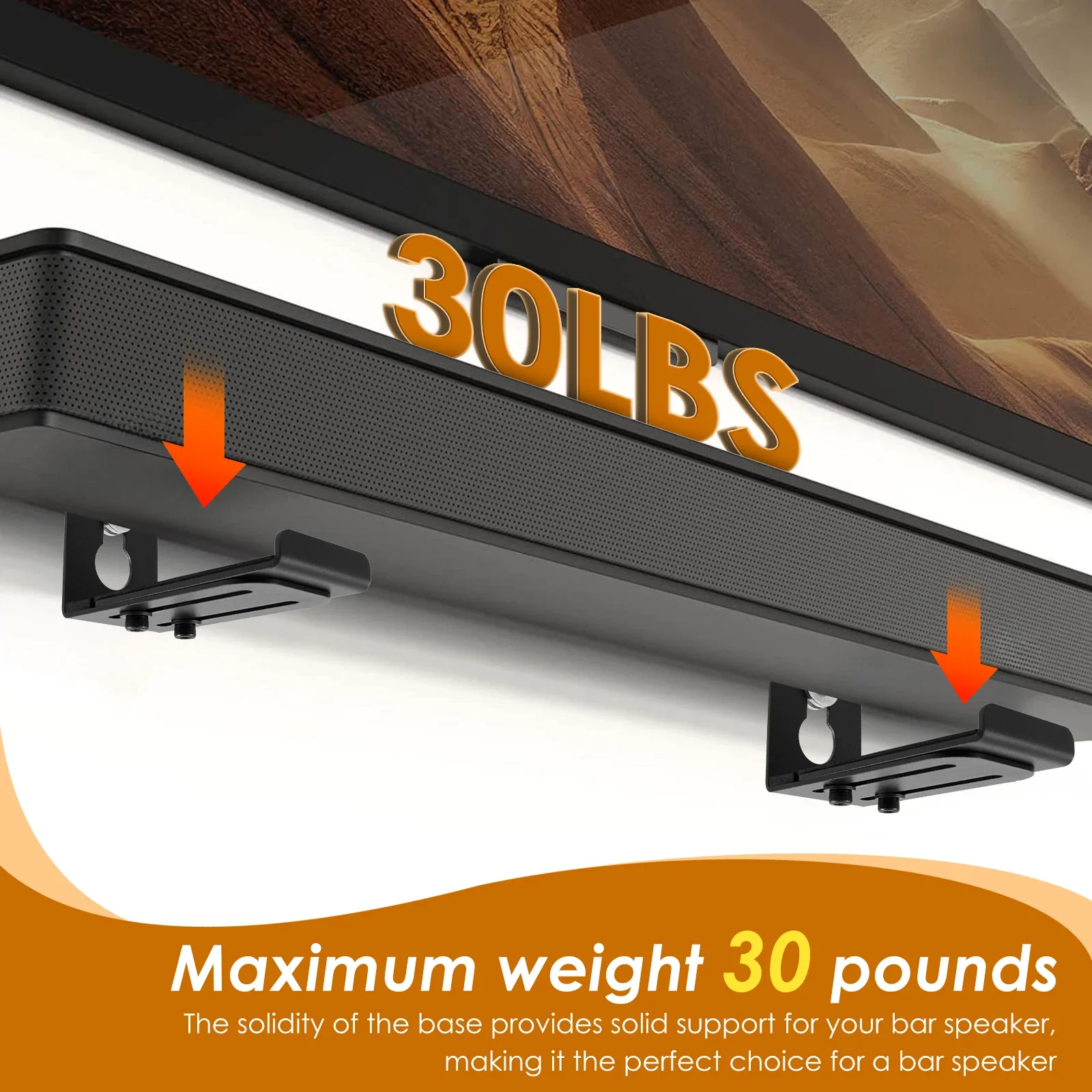 Sound Bar Mount Wall Bracket Easy Installation Wall Display Shelf Holder Stand Universal Soundbar System Mounting Rack Under TV