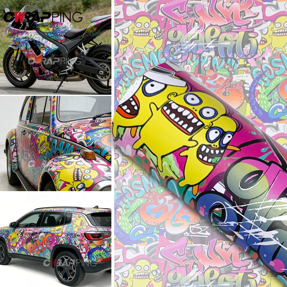 Auto-Folierung Graffiti-Malerei-Folie Fahrzeugdekoration Motorradhelme Automotive-Vinyl für Motorrad-Cartoon-Folien