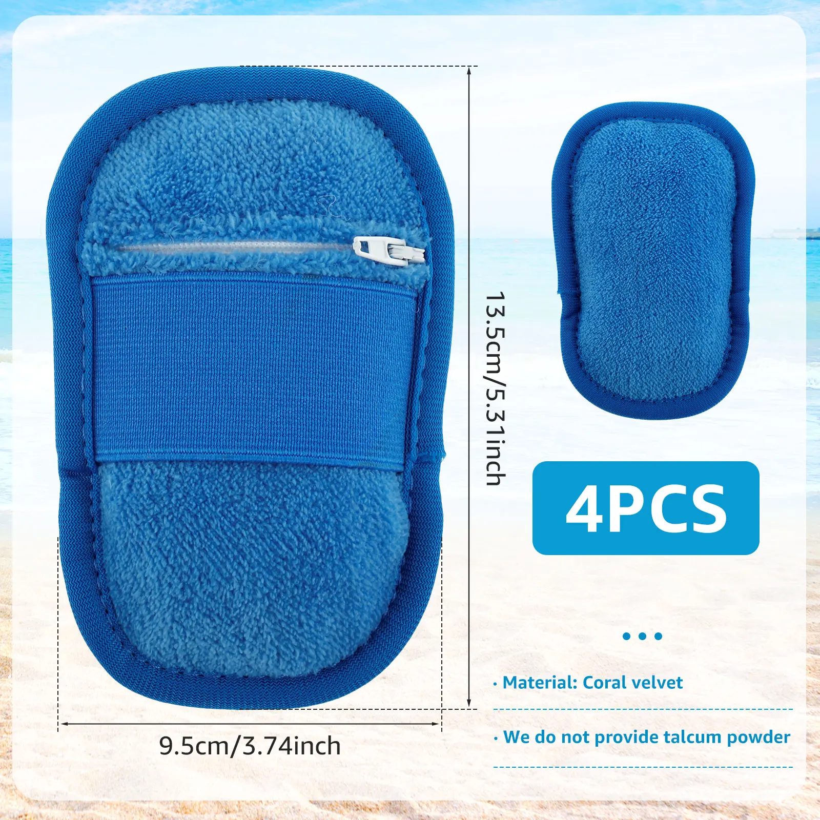 4Pcs Sand Removal Mitt Coral Fleece Sand Wipe Off Mitt Soft Beach Sand Cleaner Reusable Beach Sand Remover Portable Beach Travel