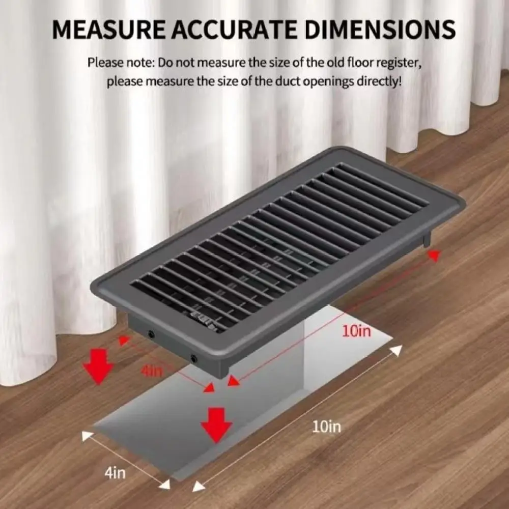 4x10 Inch Metal Floor Vent Grille HVAC Air Register Brown Durable Airflow Diffuser Home Construction System Supplies