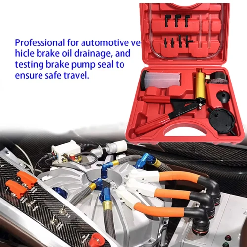 Imagen 2 del producto Kit de descarga de líquido de frenos. Kit de prueba de bomba de pistola de vacío, bomba de presión de vacío manual con manómetro de vacío de aluminio duradero portátil