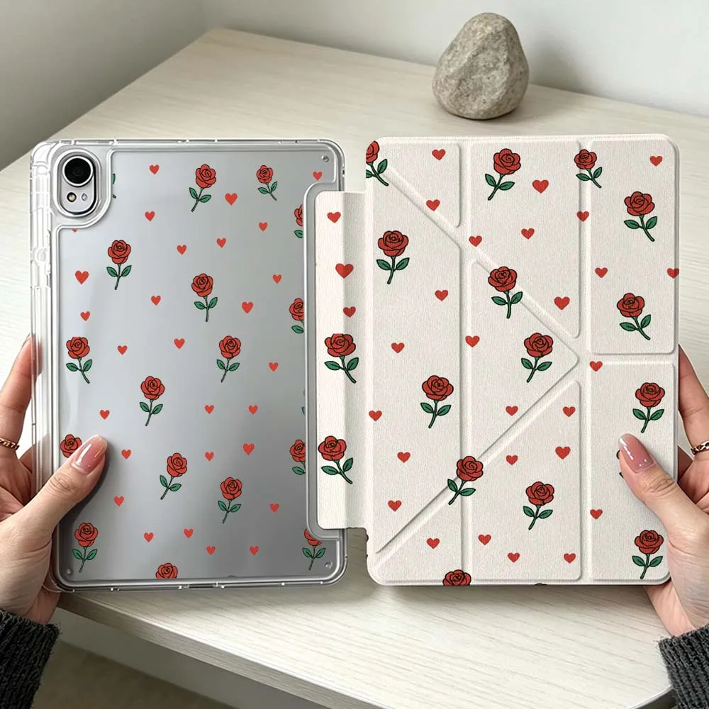 

Red Floral Heart Pattern Soft For Huawei MatePad Pro SE Air 12X Honor Pad 9 V9 GT X9a X9 Foldable 3Y Tablet Case