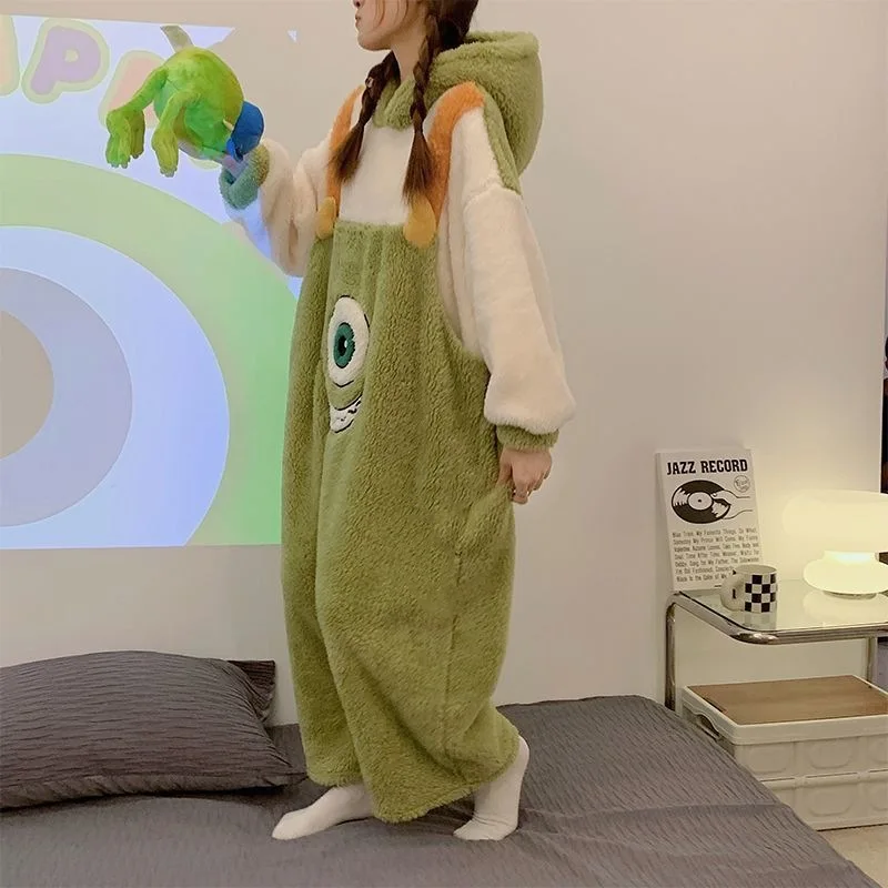 Зимняя новая одежда для сна для взрослых, женские и мужские пижамы, комбинезон с животными, утепленные пижамы для пар, ночная одежда с героями мультфильмов для женщин, домашняя одежда