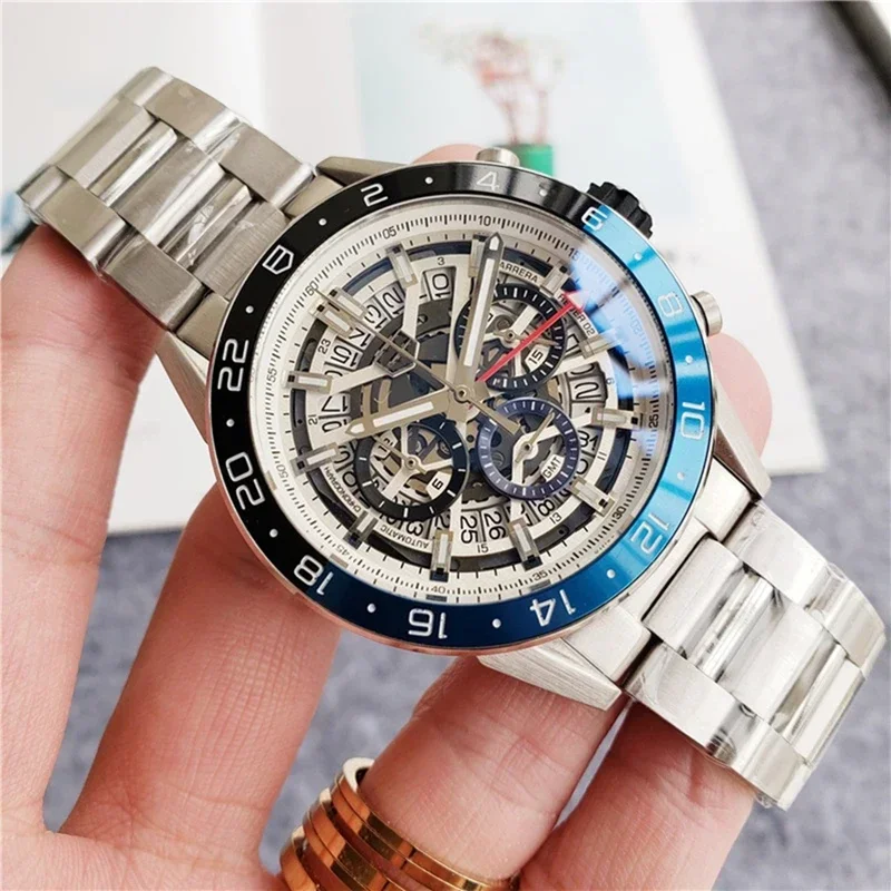 جديد فاخر عادية رياضة رجالي رياضة VK كوارتز ساعة الفولاذ المقاوم للصدأ حزام الساعات الرياضية للرجال Relogio 45 مللي متر