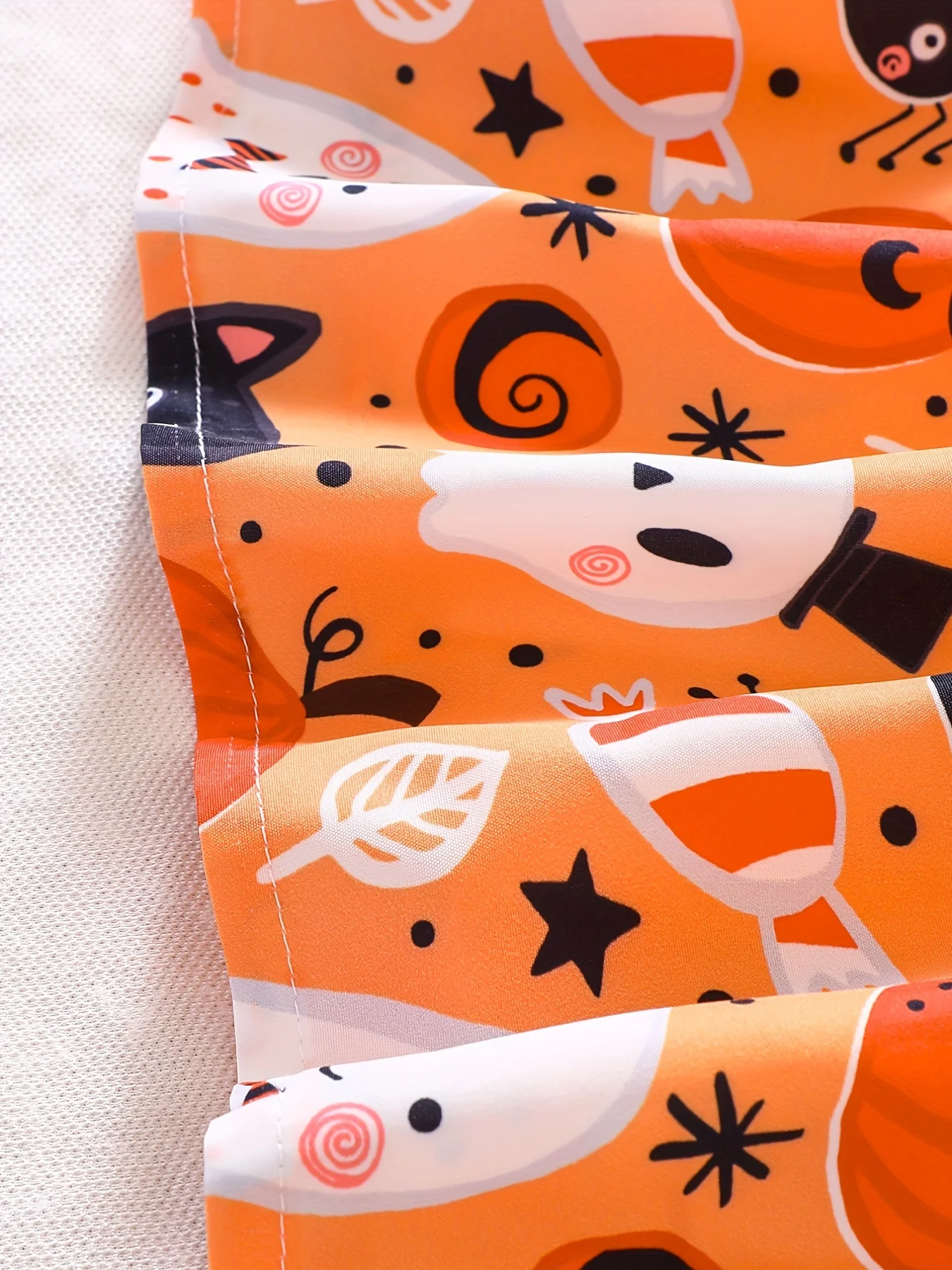 Mädchenkleidung, Mädchenkleid, Halloween-Kleid, gestricktes Langarmkleid mit Rundhalsausschnitt, Kleid mit Kürbis-Print, Party, Geschenk – Detail 6