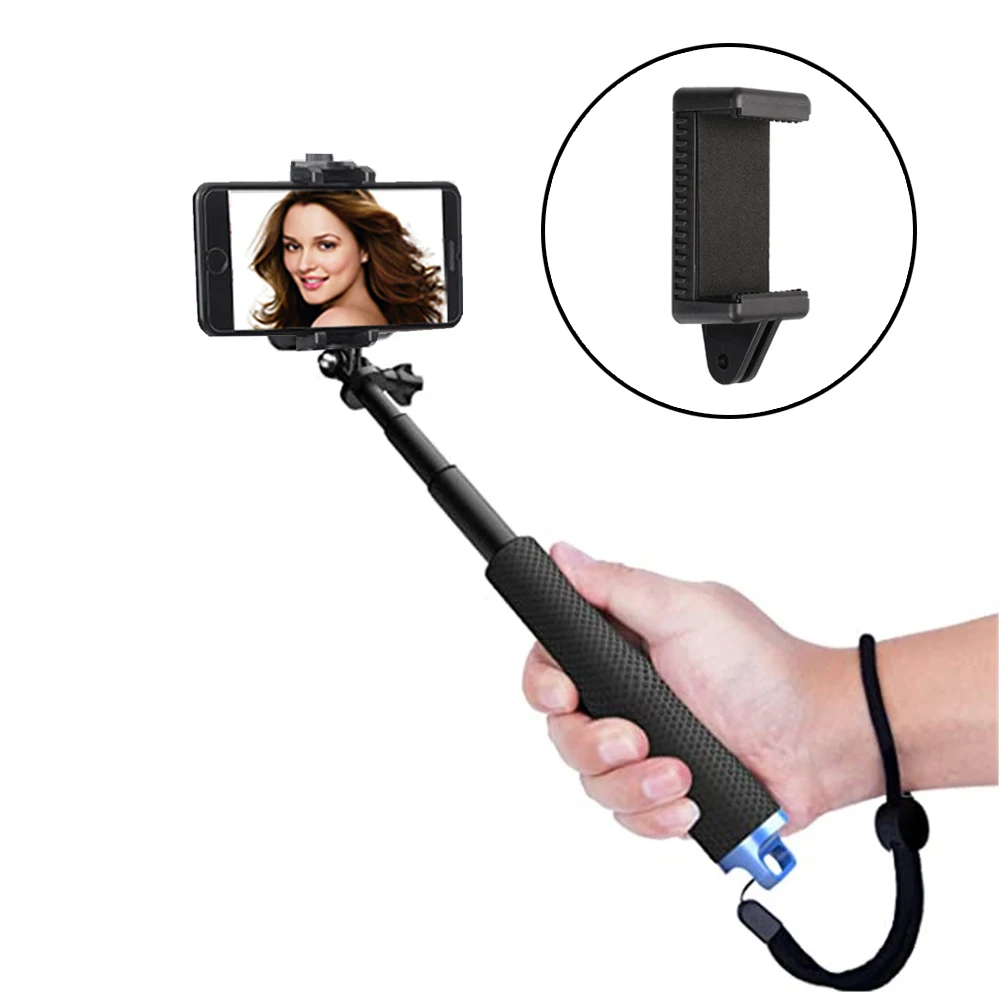 HONGDAK Aluminum Alloy Extendable Handheld Selfie Stick Monopod Telescoping Pole Phone Clip for GoPro Hero 11 10 9 Insta360