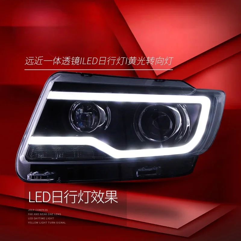 Suitable for 11-15 Models of Jeep JEEP Compass Headlight Assembly Modified LED Daytime Running Light Lens Xenon Headlight