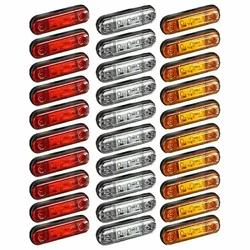 10pcs 12V 24V 3 LED Car External Side Marker Warning Light Oval Clearance Signal Trailer Truck Lamp Truck Lorry Orange White Red