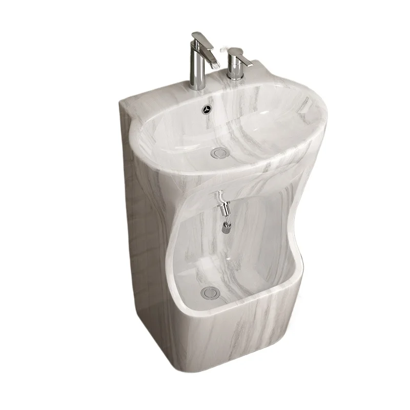 

Color indoor and outdoor face washing feet integrated ceramic column basin integrated high temperature firing