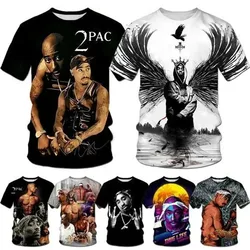 2Pac T-Shirt Rapper Star Tupac 3D Printed Street Wear Men'S And Women'S Casual O-Neck T Shirt Street Wear Hip-Hop Music Top