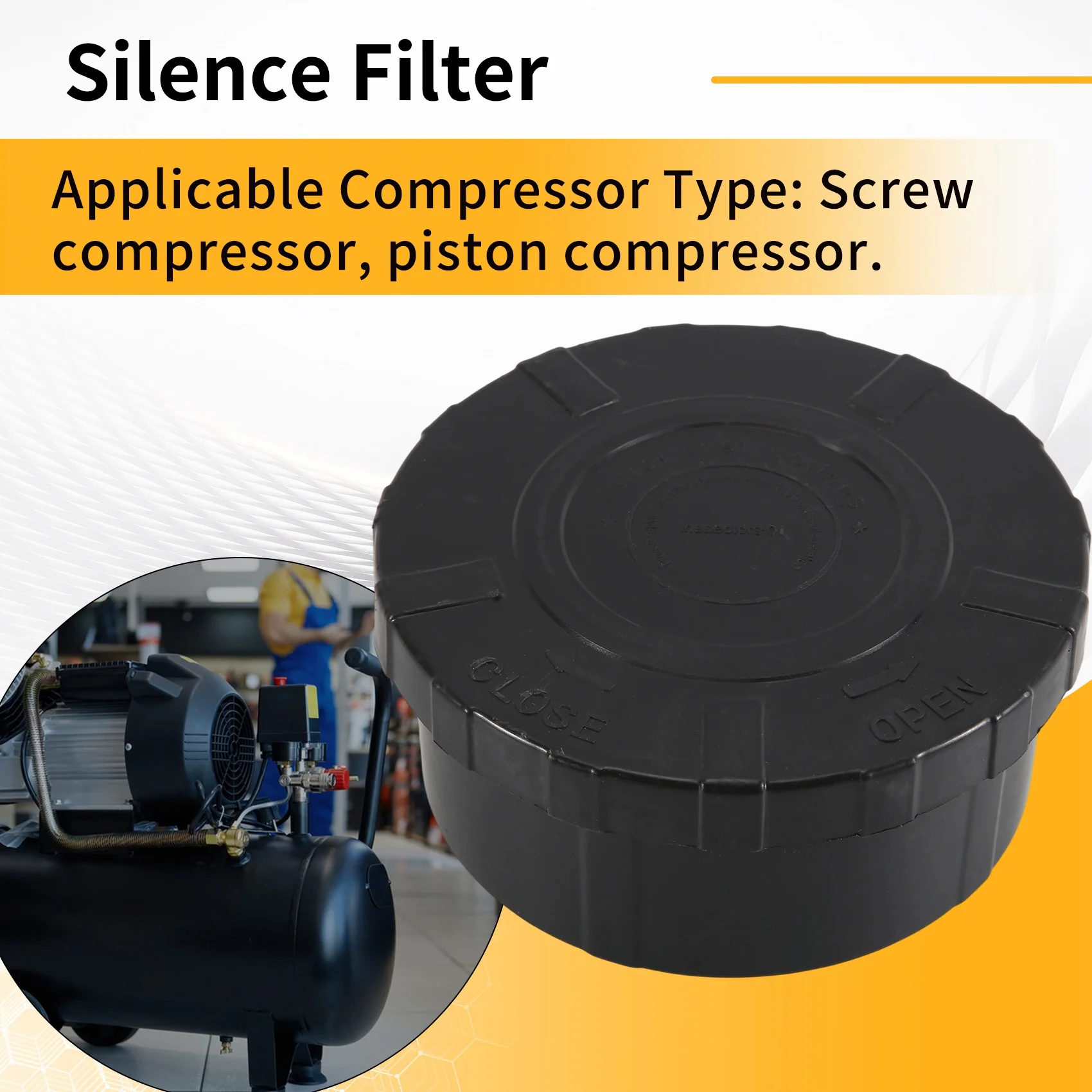 DT15 1.25Inch 32mm Air Compressor Noise Reducer Silence Filter Plastic Shell Round Muffler Filter for Screw Piston Compressor
