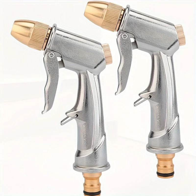Solid Brass High Pressure Garden Hose Nozzle, Manual Sprayer for Plant Watering, Car Washing & Outdoor Use