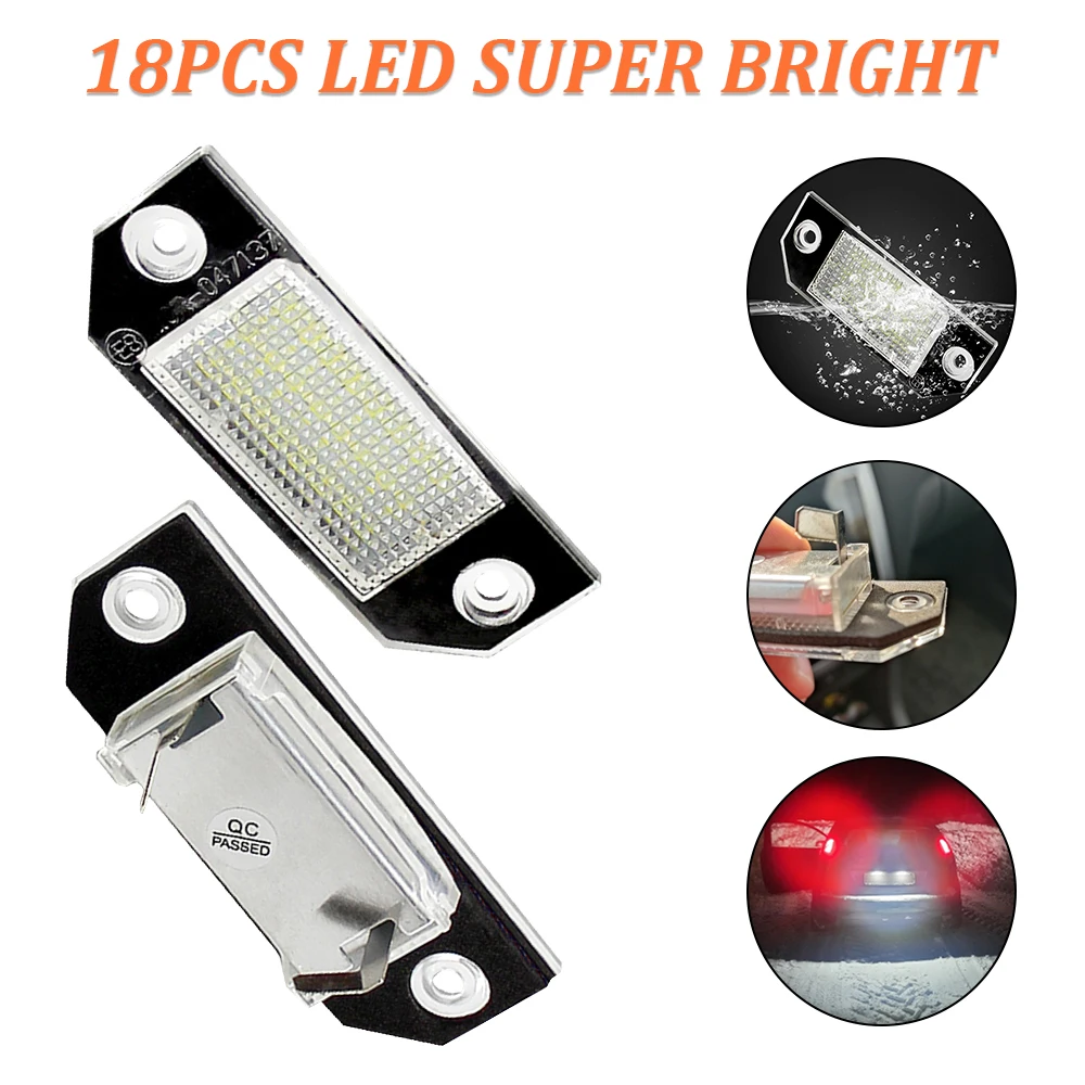 2PCS DC12V Car LED License Number Plate Light Lamp 6W 24 LED White Light License Plate Lights Fit For Ford For Focus 2 C-Max