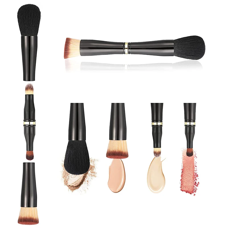 Juego de brochas de maquillaje 4 en 1, brochas de maquillaje de viaje, brocha de rubor de base, brocha de maquillaje de doble punta para crema líquida en polvo corrector