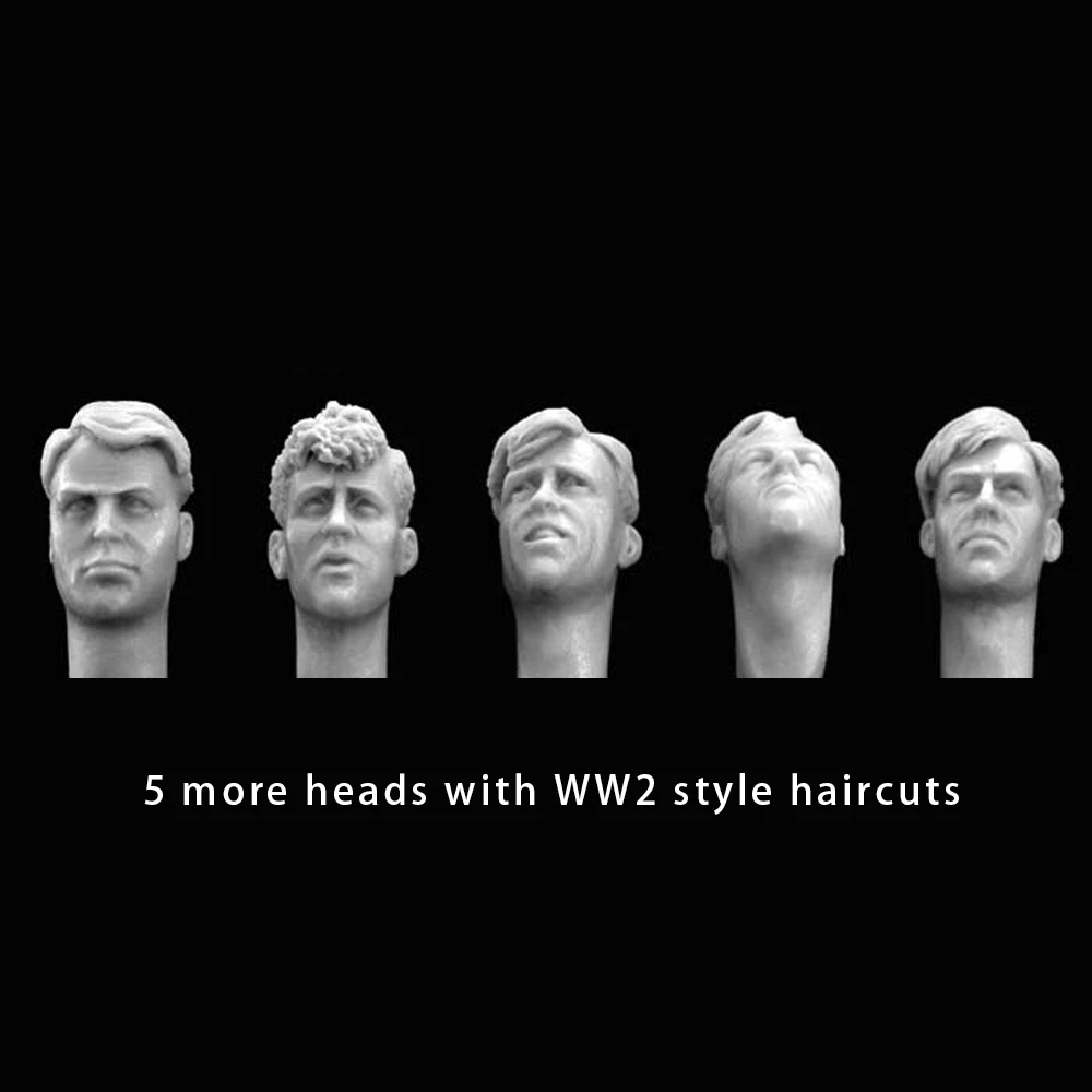 

1/35 5 more heads with style haircuts, Resin Model figure soldier, Military themes, Unassembled and unpainted kit