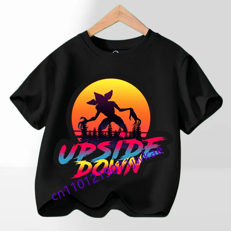 Camiseta gráfica para festa, roupa streetwear legal para fãs, meninos e meninas, camiseta infantil com tema de filme estranho quente, moderna