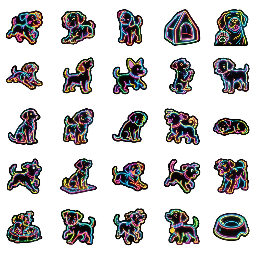 10/30/50 قطعة لطيف الكرتون النيون الكلب ملصقات Kawaii الحيوانات الكتابة على الجدران الشارات Skateboard بها بنفسك سكيت دفتر الهاتف الكلاسيكية الاطفال لعبة ملصق