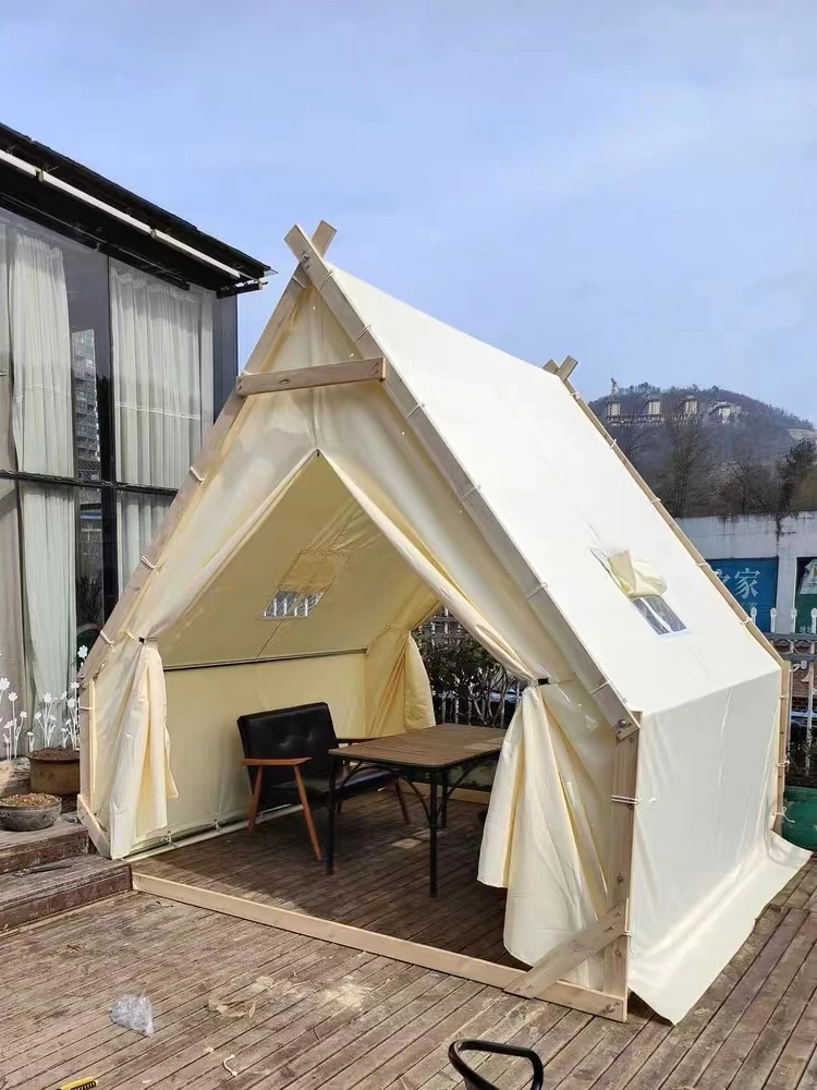 

Internet celebrity outdoor barbecue triangle tent custom scenic homestay farmhouse camping rainproof rooftop hot pot catering sh