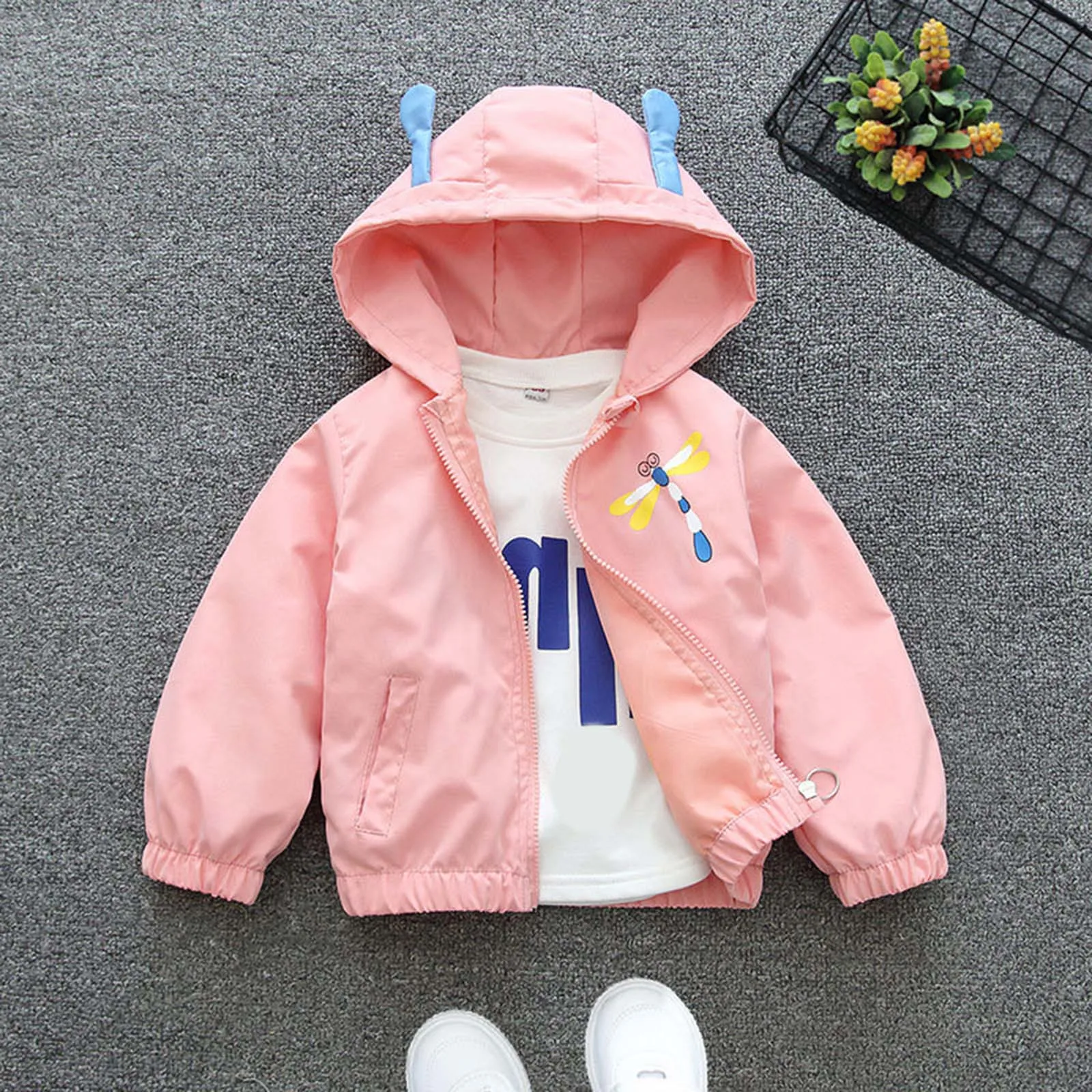 

Girls Winter Coats Long Childrens Cute Cartoon Prints Hooded Jacket Outdoor Windproof Jacket Toddler Winter Coats for Girls 4t
