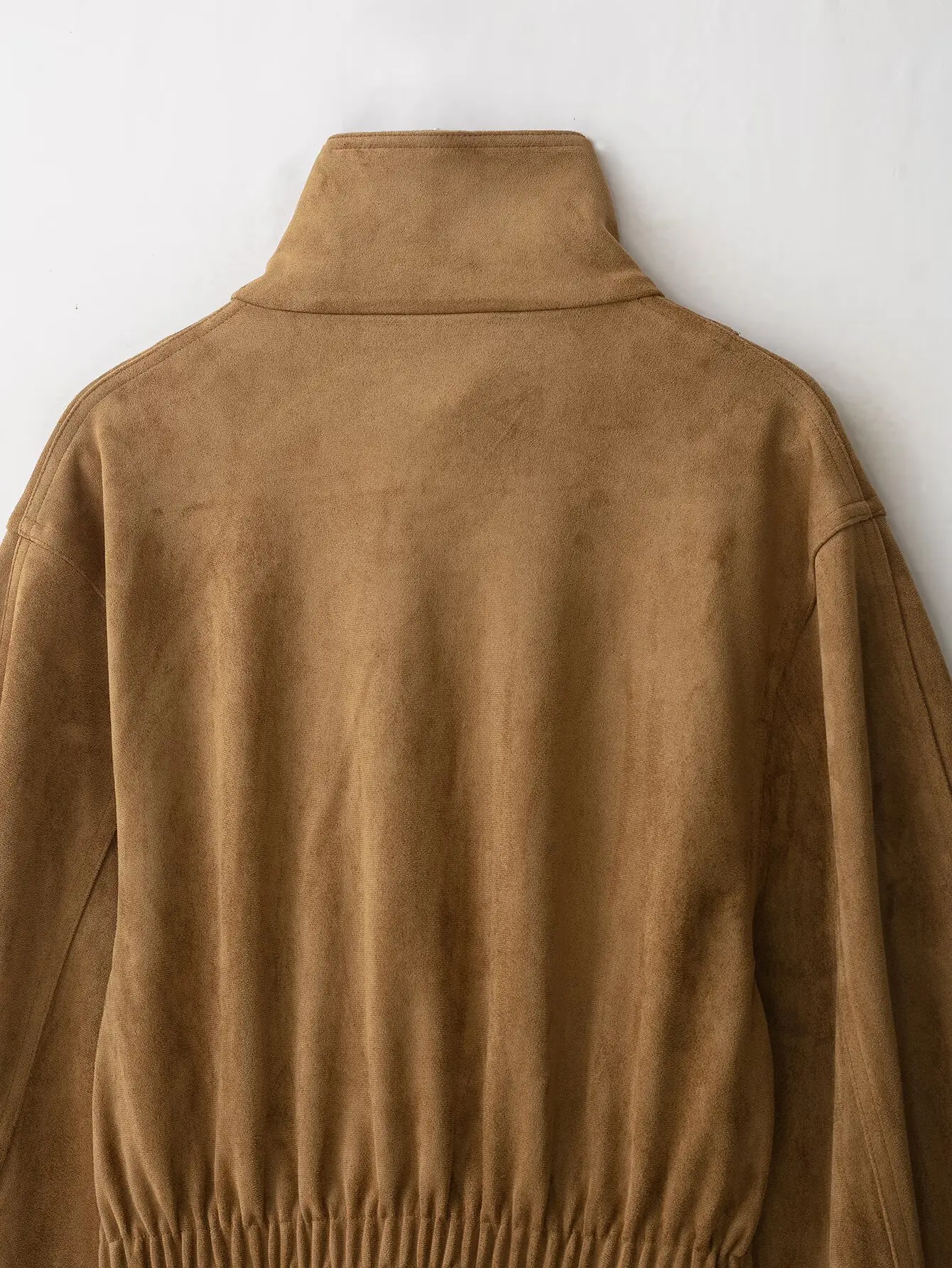 TFMLN Damen Wildlederjacke, Modischer Stehkragen, Gürtel, Locker Geschnittene Oberbekleidung, Herbst-Winter Freizeitjacke, Einfarbig, Vintage-Stil 2026 – Detail 8