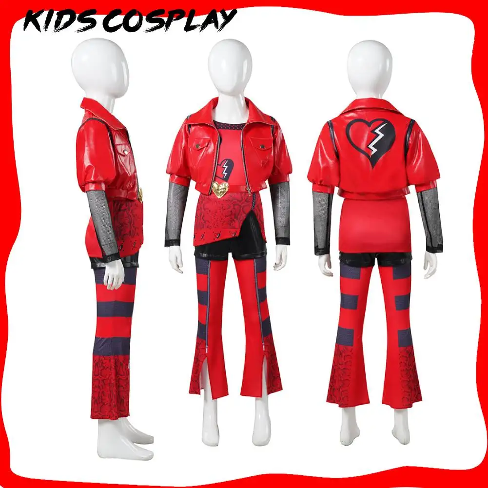 Kids Girls Princess Red Cosplay Fantasia Suit 2024 Movie Descendants Rise Costume Children Disguise Outfit Halloween Party Child