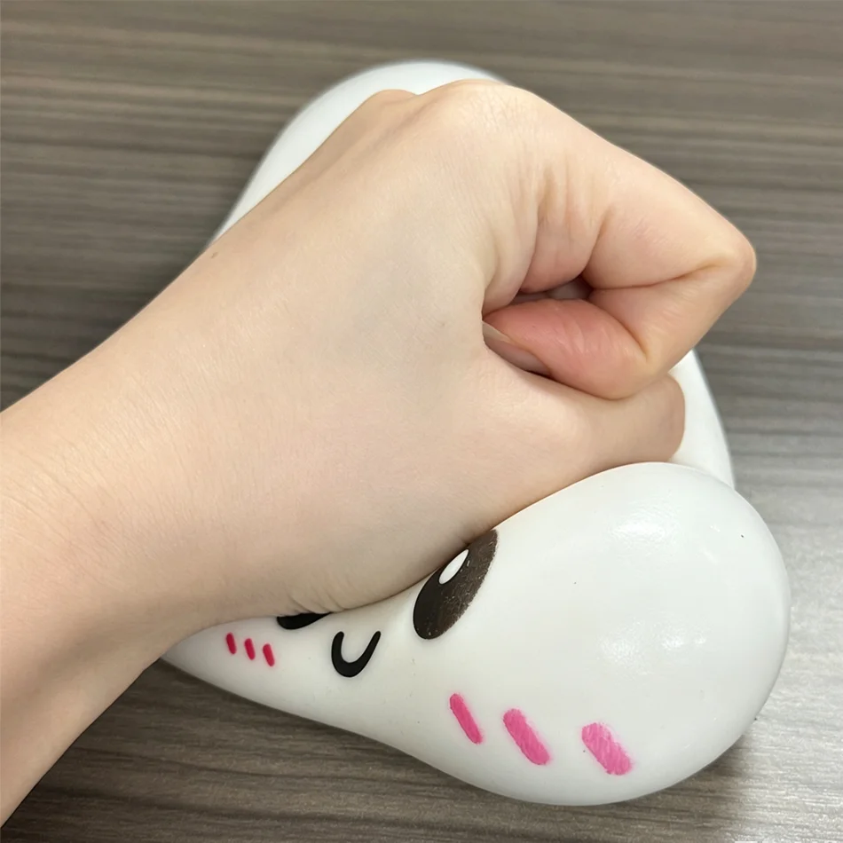 White Baozi Dumpling Squishes Stress Balls Fidget Sensory Toy Simulation Food Squishies Bun With Steamer Dough Ball Toys