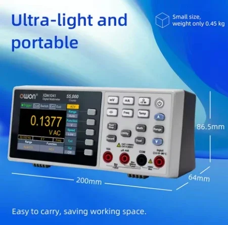 OWON XDM1041 XDM1241 Tisch-Digitalmultimeter 55.000 Zählungen True RMS 3,5 Zoll LCD-Strom Voltmeter Temperatur