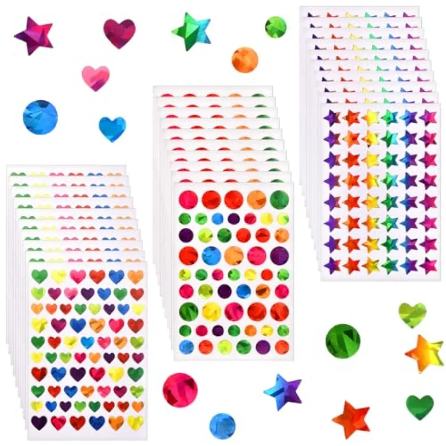 1710 Pcs Star Stickers for Reward, Small Sparkly Holographic Sticker for School Classroom Student Teacher Supplies Behavior Rew