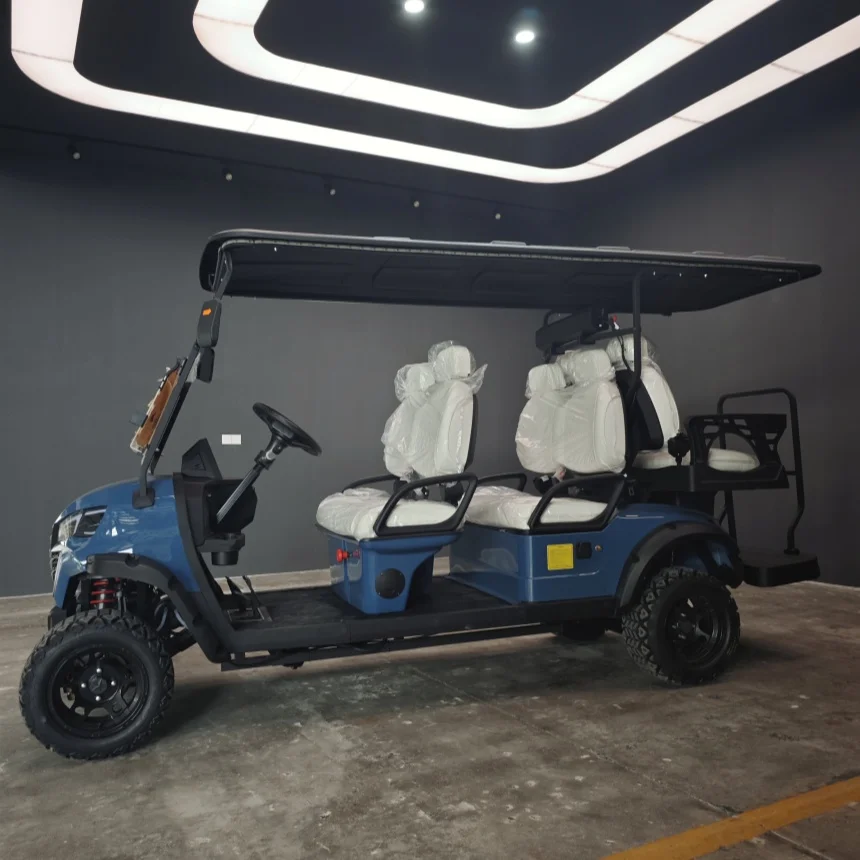 

Street Legal 6 Seater Lithium Electric Golf Carts Go Kart With Folding Windshield Side Mirror With Turning Light Off-Road Tires