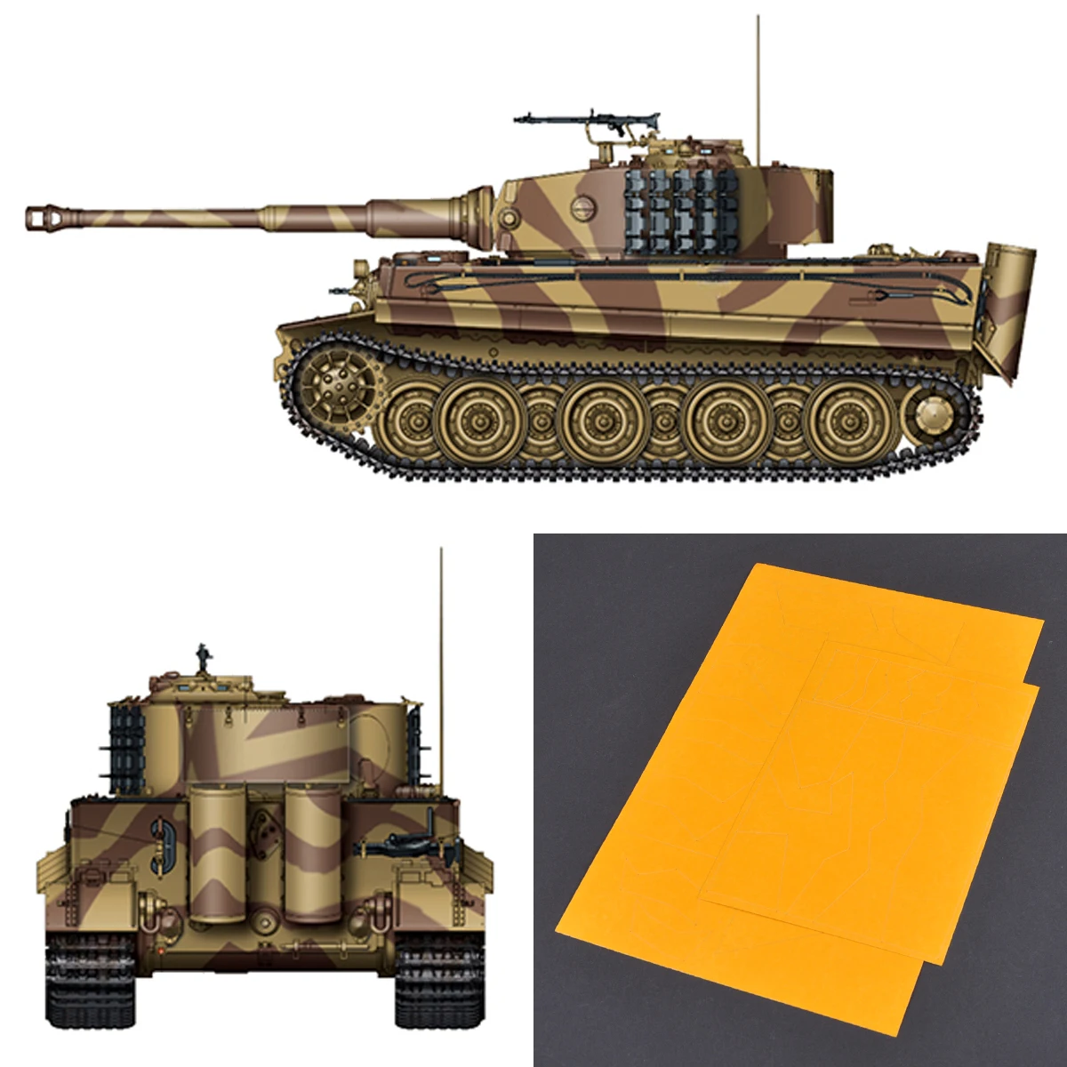 

Airbrush Spray Board Stencil Tools camouflage painting Masking Tape for Scale Model Kit Germany Tiger I 1/35