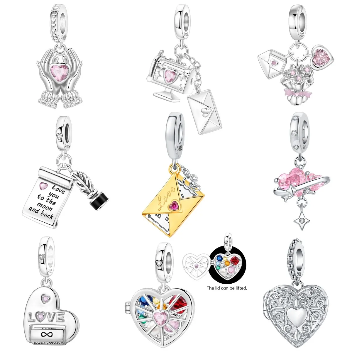 MISEFF S925 Sterling Silber Charm Anhänger „Ewige Unendlichkeit Liebe“ für Armband, DIY-Schmuck, Valentinstags- und Muttertagsgeschenk