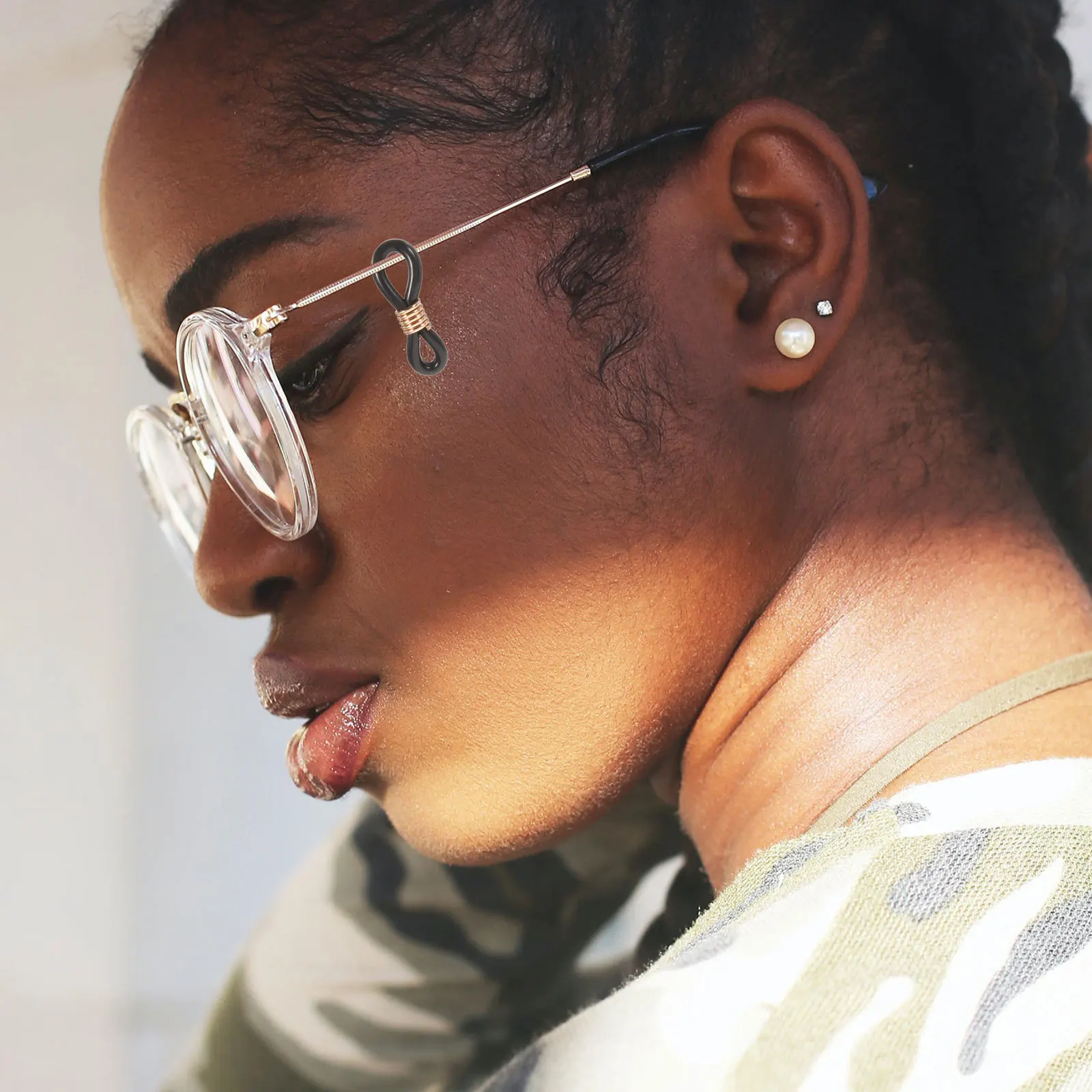 

120Pcs Eyeglass Chain Ends Silicone Adjustable Anti-Slip Glasses Holder Strap Cord Retainer Connector for Universal Spectacle