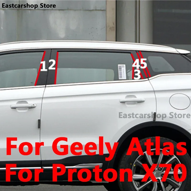 

For Geely Atlas Emgrand NL-3 Proton X70 2016-2020 Car Middle Column PC Window Trim Decoration B C Pillar Strip Sticker Cover