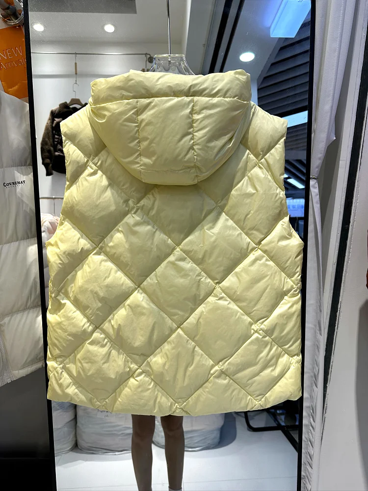 Damska pikowana kamizelka z wzorem w romby, płaszcz puchowy, koreański styl, ciepła, do noszenia na co dzień, jesień-zima, nowość...