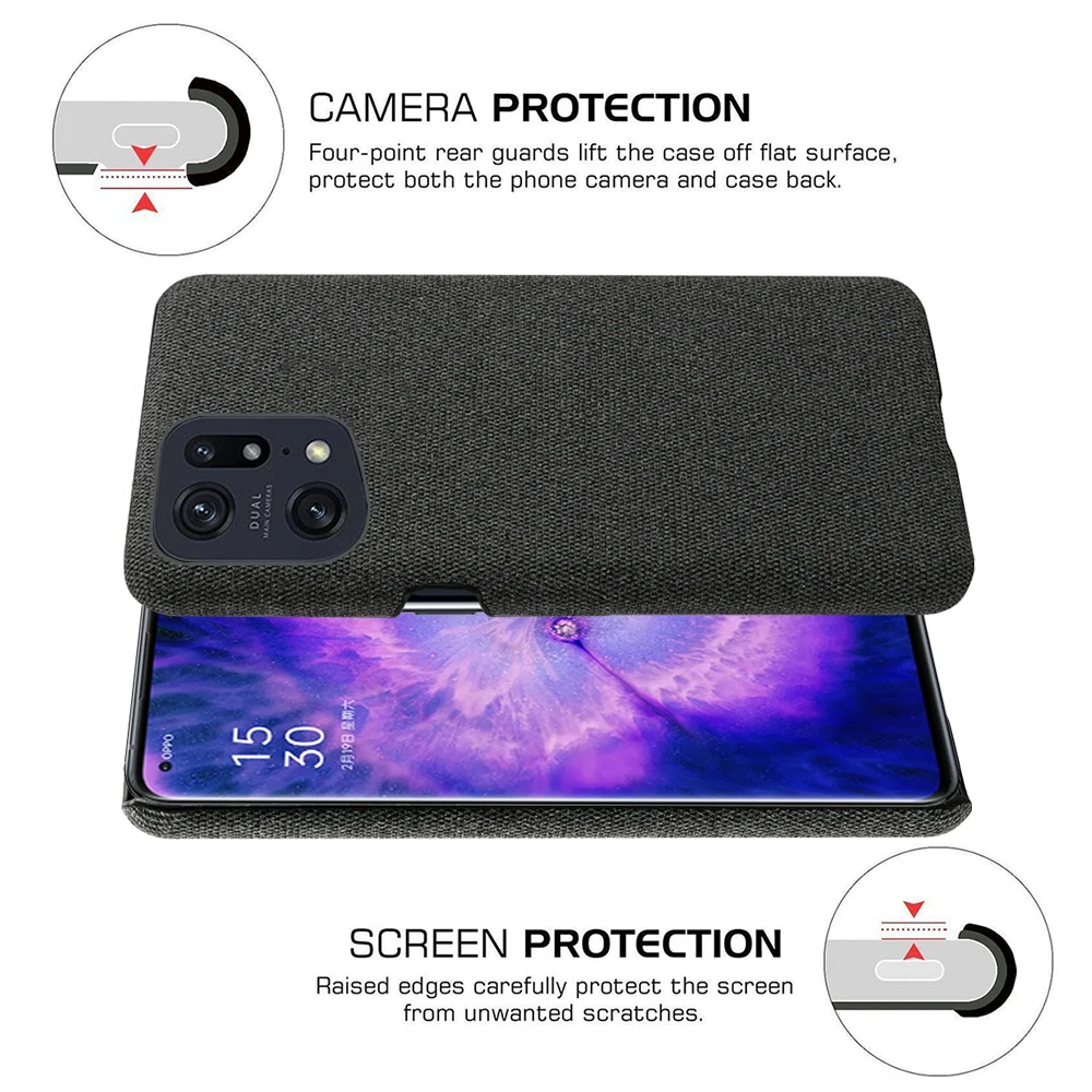 For Find X5 Pro Case For OPPO Find X5 Pro Realme GT2 9 Pro Plus 9i V25 C35 Luxury Cloth Texture Cover For OPPO A36 Reno7 Z SE 5G