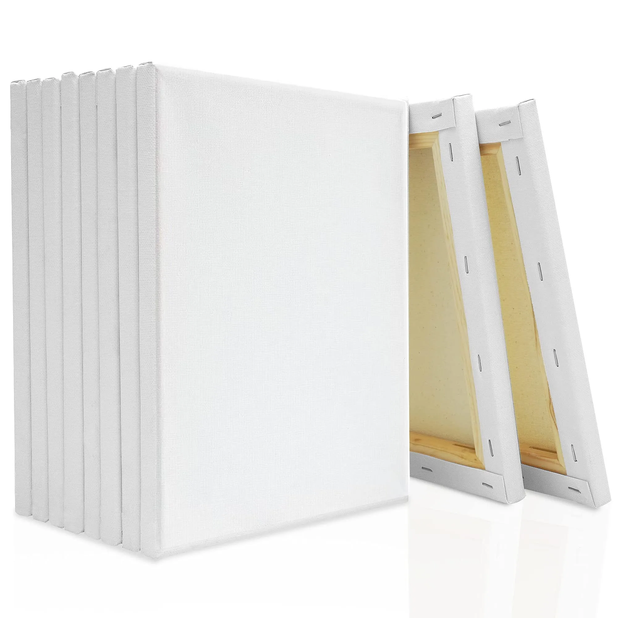 Pack of 12 White Blank Square Artist Canvas Wooden Board Frame Cotton Artist Canvas Boards for Oil Painting Acrylic Watercolor