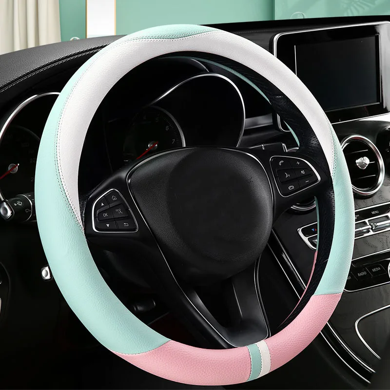 

Steering Wheel Cover Car Napa Leather Punching Non-slip Sweat-absorbing Men and Women Spring and Summer Ultra-thin Handle Cover