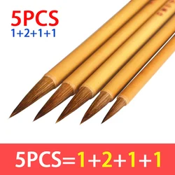 5pcs Beginner Calligraphic Brush Set Bamboo Chinese Paint Brushes Soft Weasel Hair Writing Brush Art Watercolor Drawing Pen