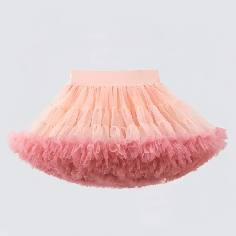 1-8T Lace Skirt Girls Fluffy Chiffon Pettiskirt Solid Colors Tutu Skirts Girl Dance Skirt Christmas Tulle Petticoat Tulle B062