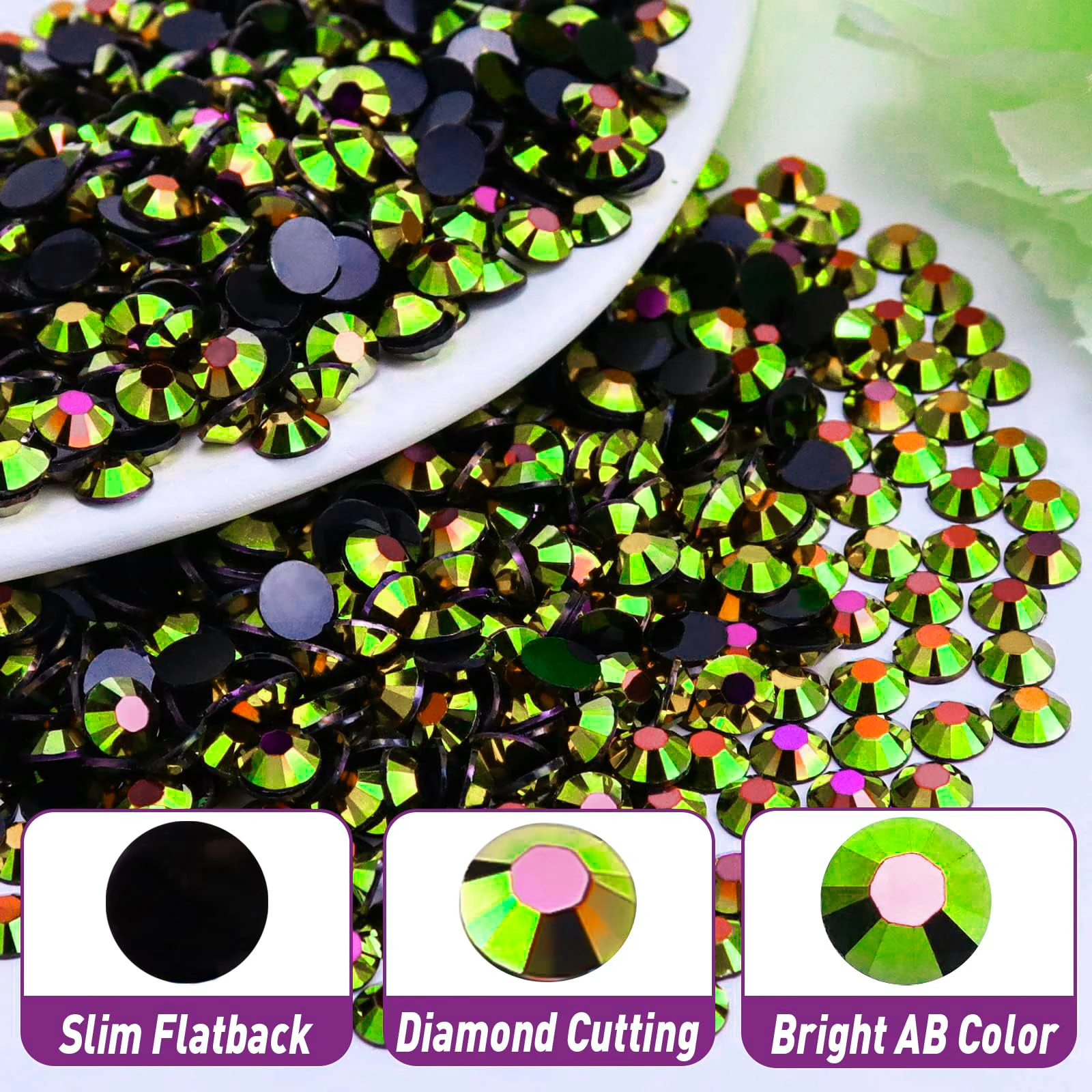 Emerald Black AB Flatback Resin Jelly Rhinestones 2mm 3mm 4mm5mm6mm Drill Faux Gems Bead for Crafts DIY Nail Art Charms Supplies view 3