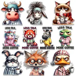 Cartoon Animal Panda Zebra Fox Unicorn Lazy Decadent Style Cotton Cloth Patch Pajamas Iron on Decals Durable DIY Decoration