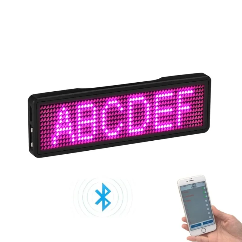 

Pink Color LED Display Scrolling LED Signs Programmable LED Name Badge Tag