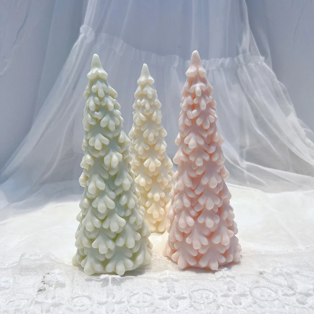 M size Snow Pine Christmas Tree Silicone Candle Mold Christmas Ornaments Silicone Mold Dinner Soy Wax Silicone Mould