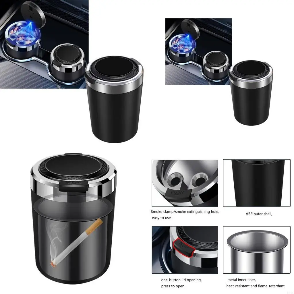 Car Cigarettes Ashtray Cup With Lid Detachable Ashtray Holders with Blue LED New