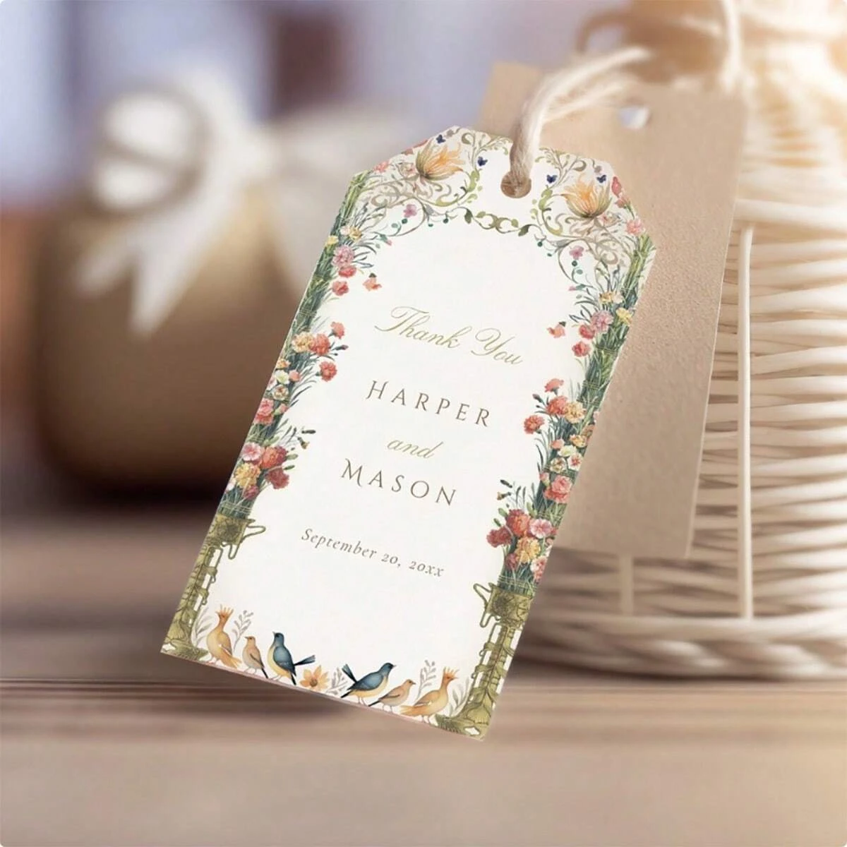 3x5CM  100pcs Custom Wedding Welcome Gift Tags 30 Styles Emerald Greenery Wedding Welcome Gift Tags Thank you Favor Tags No Rope