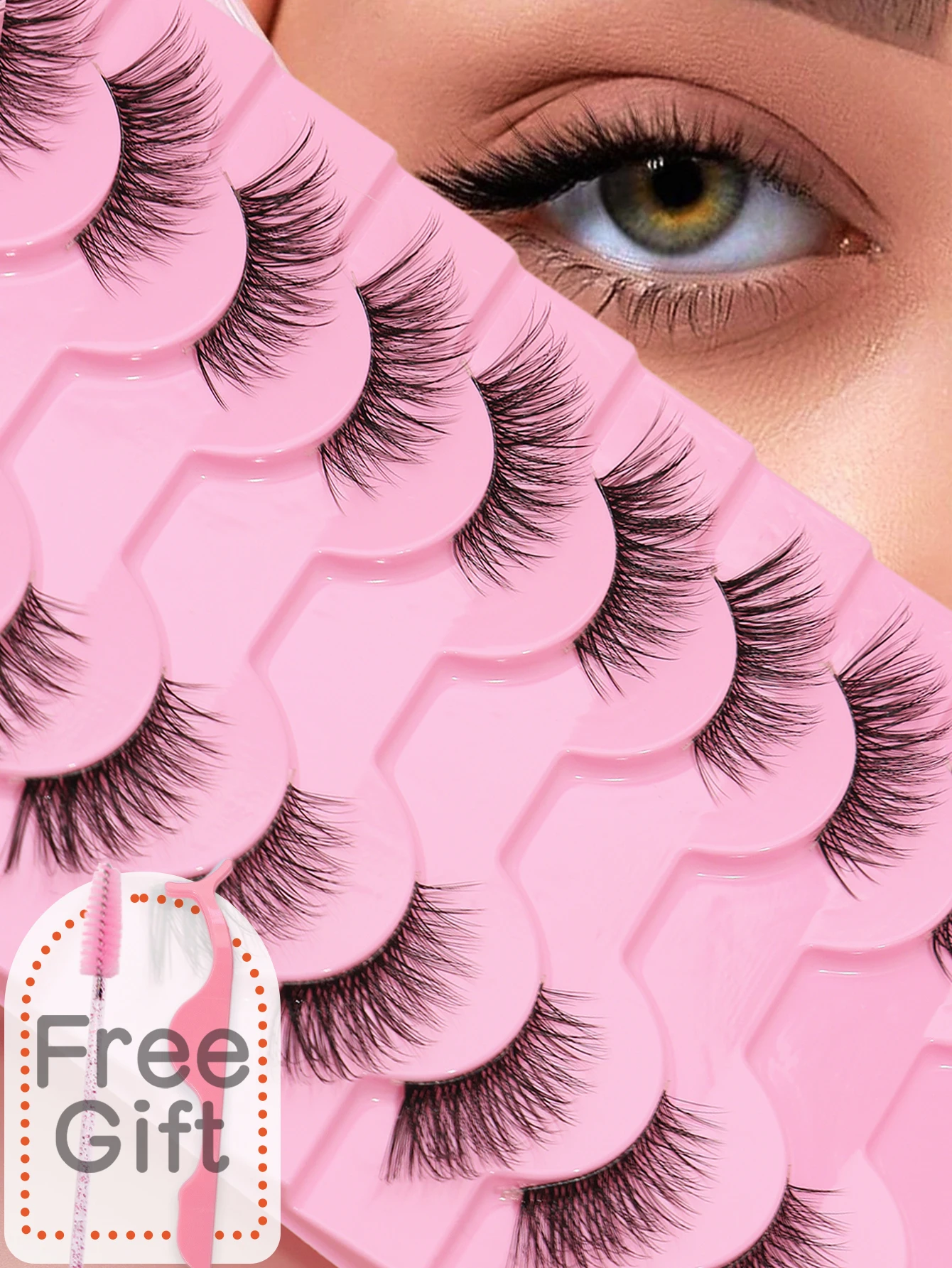 10 أزواج رموش طبيعية نصف حفلة ونادي عمل يومي طبيعي مزيف رقيق ناعم دراماتيكي ثلاثية الأبعاد رموش بالمنك متعددة الطبقات #1