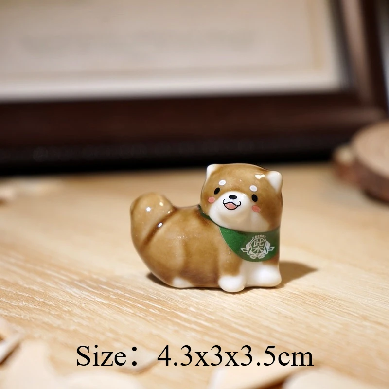 Creative Cute Mini Shiba Inu Ceramic Ornament Stress Relief Heartwarming Decor Office Workstation Computer Desk Decoration Gift