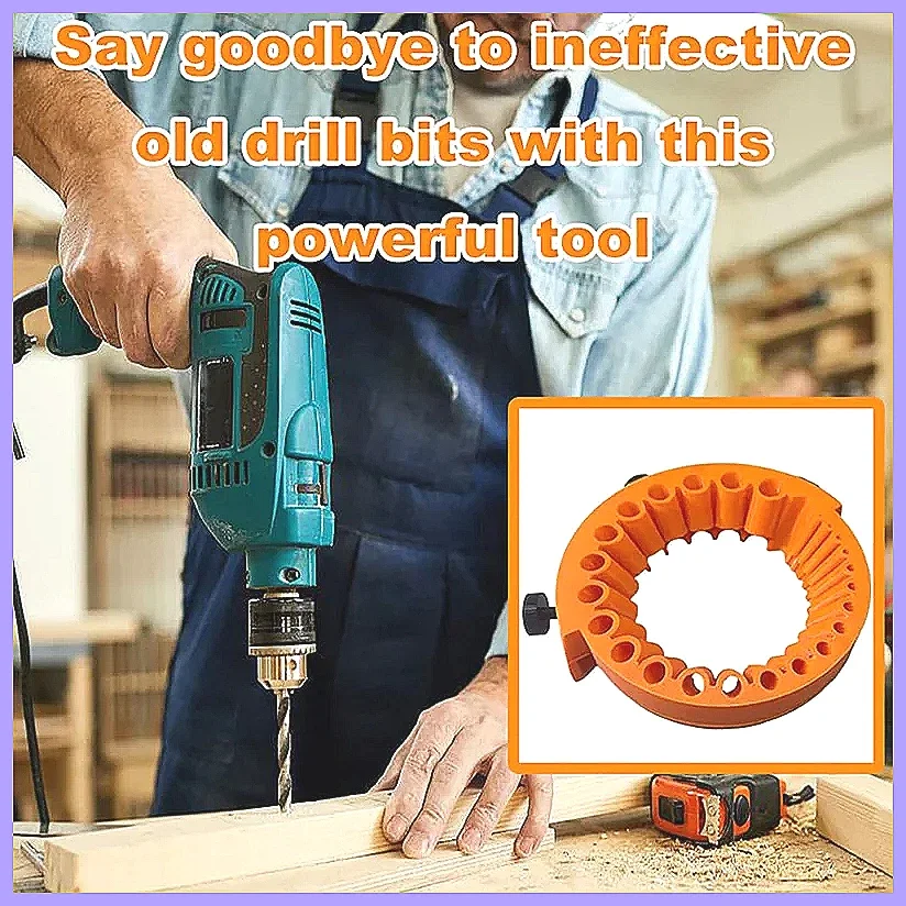 Anti-Stripping Angle Grinder Drill Bit Sharpener 2-13mm 20 Holes with Metal Thread Inserts for 115/125 Grinders Renew Old Bit